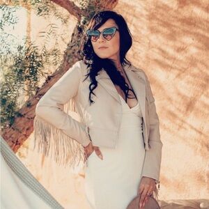 Women's Cream Fringe Jacket